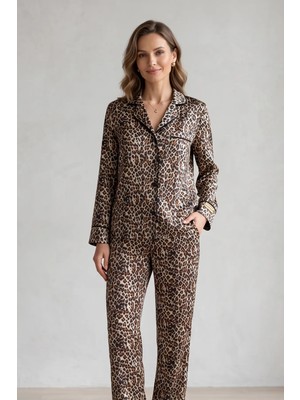 Avrissa Concept Modern Leopar Desenli Kimono Takımı & Sabahlık Takımı