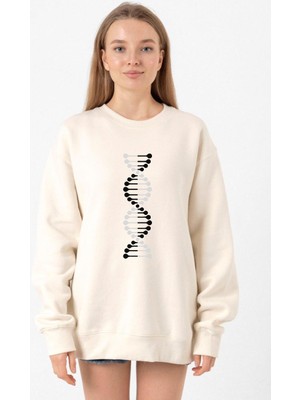 Tshirthane Siyah Beyaz Dna Ekru Kadın 2ip Sweatshirt