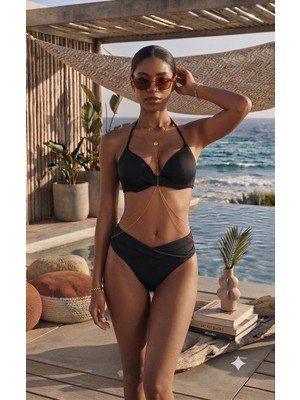 Deep Beach Balenli Dolgulu Twist Bikini Takım