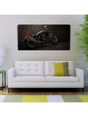 İşsevenler Siyah Motorsiklet Canvas Tablo 60x120