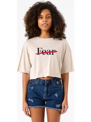 Rolling Quartz Fearless Bej Kadın Crop Tshirt