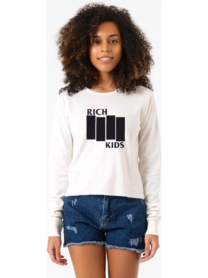 Tshirthane G-Dragon Rich Kids Ekru Ekstra Uzunkol Sweatshirt