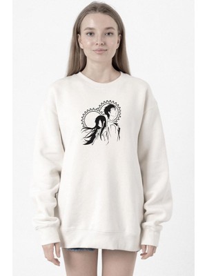 Tshirthane Steins Gate Okabe and Kurisu Beyaz Kadın 2ip Sweatshirt