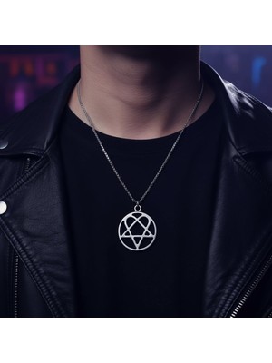 Alooya Heartagram Gümüş Kaplama Örme Zincir Kolye