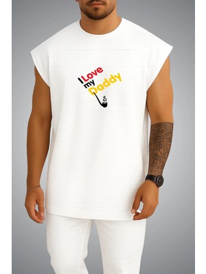 Bahriyeli Collection Oversize Babalar Günü I Love My Daddy Göğüs Baskılı Atlet