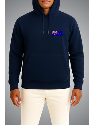 Bahriyeli Collection Kapüşonlu Heard Adası ve Mcdonald Adaları Bayrağı Cep Baskılı Unisex Sweatshirt