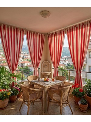 EGE'NIN ATÖLYESİ HOME TEXTİLE SİNCE 1999 Balkon Perdesi, Branda, Kalın Kumaş, Yağmur Geçirmez, Bağcıklı