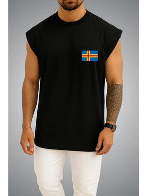 Bahriyeli Collection Oversize Åland Bayrağı Cep Baskılı Atlet