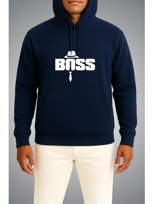 Bahriyeli Collection Kapüşonlu Babalar Günü Patron Göğüs Baskılı Unisex Sweatshirt