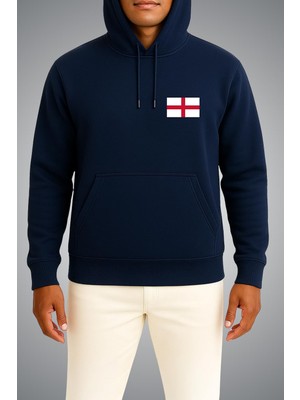 Bahriyeli Collection Kapüşonlu Ingiltere Bayrağı Cep Baskılı Unisex Sweatshirt