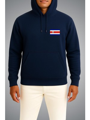 Bahriyeli Collection Kapüşonlu Kosta Rika Bayrağı Cep Baskılı Unisex Sweatshirt
