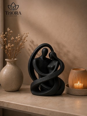 Triora Design Soyut Aşk Dekoratif Biblo | 3D Baskı Pla Modern Çift Heykeli | 16X12 cm
