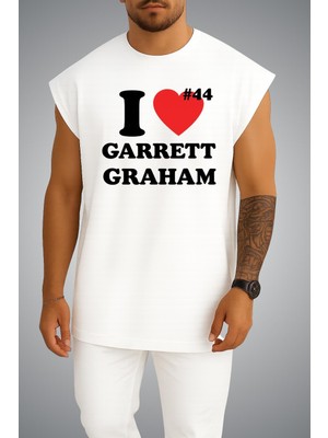 Bahriyeli Collection Oversize Off Campus I Love Garrett Graham Göğüs Baskılı  Beyaz Atlet