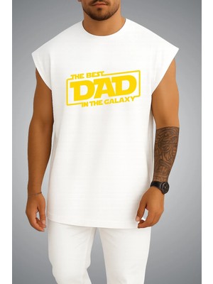 Bahriyeli Collection Oversize The Best Dad In The Galaxy Göğüs Baskılı Atlet