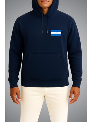 Bahriyeli Collection Kapüşonlu Nikaragua Bayrağı Cep Baskılı Unisex Sweatshirt
