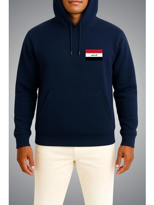Bahriyeli Collection Kapüşonlu Irak Bayrağı Cep Baskılı Unisex Sweatshirt