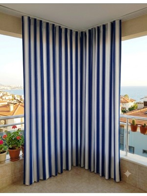 EGE'NIN ATÖLYESİ HOME TEXTİLE SİNCE 1999 Balkon Perdesi, Branda, Kalın Kumaş, Yağmur Geçirmez, Bağcıklı