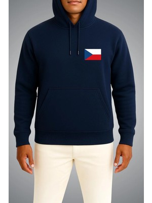 Bahriyeli Collection Kapüşonlu Çekya Bayrağı Cep Baskılı Unisex Sweatshirt