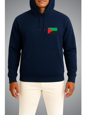 Bahriyeli Collection Kapüşonlu Martinik Bayrağı Cep Baskılı Unisex Sweatshirt