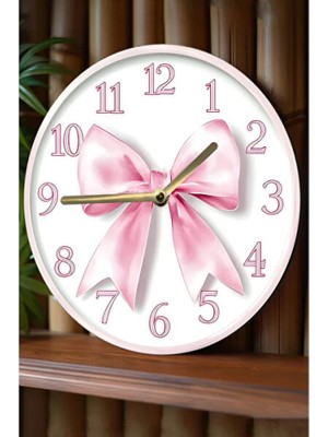 Empressco Pembe Kurdele Temalı 3D Mdf Duvar Saati 33 Cm, Şık ve Modern Dekorasyon