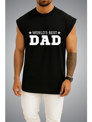 Bahriyeli Collection Oversize Worlds Best Dad Göğüs Baskılı Atlet