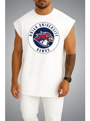 Bahriyeli Collection Oversize Off Campus Briar University Hawks Graham 44 Göğüs ve Sırt Baskılı Atlet