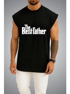 Bahriyeli Collection Oversize Thebest Father Göğüs Baskılı Atlet