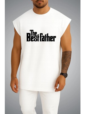 Bahriyeli Collection Oversize Thebest Father Göğüs Baskılı Atlet