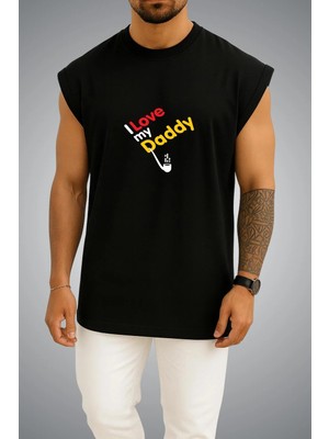 Bahriyeli Collection Oversize Babalar Günü I Love My Daddy Göğüs Baskılı Atlet