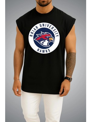 Bahriyeli Collection Oversize Off Campus Briar University Hawks Tucker 46 Göğüs ve Sırt Baskılı Atlet