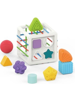 Robokids Montessori Şekil Eşleştirme Küpü - Geometrik Bloklu Eğitic