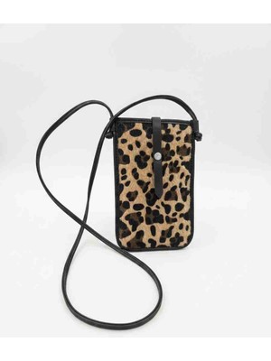 Ose Paris Leopar Desenli Telefon Çantası
