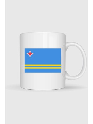 Bahriyeli Collection  Aruba Bayrağı Baskılı Kupa Bardak