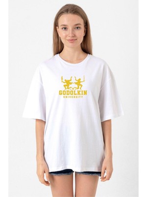 Gen V Godolkin University Logo Beyaz Kadın Oversize Tshirt