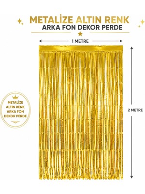 Samur Parti Gold Metalize Parti Perdesi 100X200 cm - Kapı ve Arka Fon Perdesi