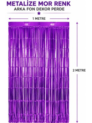 Samur Parti Mor Metalize Parti Perdesi 100X200 cm - Kapı ve Arka Fon Perdesi