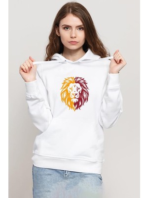 Tshirthane Sarı Kırmızı Leon Beyaz Kadın 3ip Kapşonlu Sweatshirt