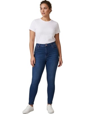 Double Slim Skinny Kadın Jean Pantolon 3529 K.mavi