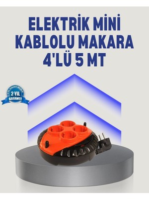 Epilons 5 Metre Uzatma Kablolu 4 Prizli Makara Kırmızı