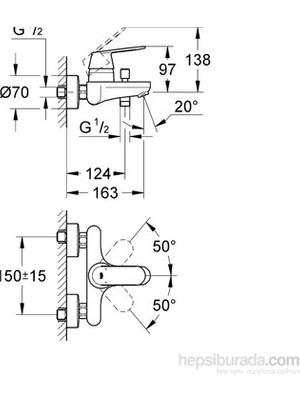 Esranın Dünyası Grohe Eurocosmo Tek Kumandalı Banyo Bataryası, 46 mm Seramik Kartuş