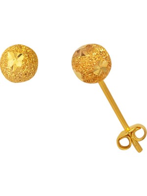 Bilezikci 22 Ayar Yıldız Kumlu Top Altın Küpe 6 mm.