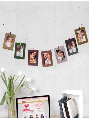 Sahra Fotoğraf Çerçevesi Karton Ipli Mandallı Set