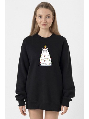 Tshirthane Grumpy Christmas Siyah Kadın 2ip Sweatshirt