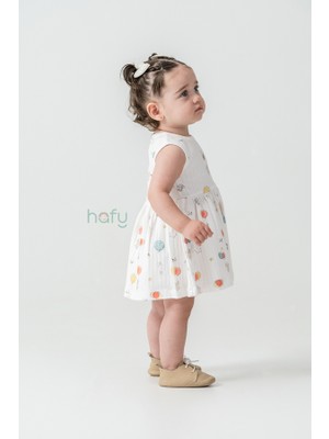 Hafy Baby %100 Pamuk Kız Bebek Çocuk Yazlık Kolsuz Elbise Balon Desenli