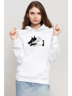 Tshirthane Jujutsu Kaisen Anime Divine Dogs Beyaz Kadın 3ip Kapşonlu Sweatshirt