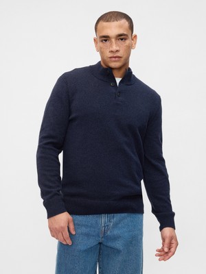 Gap Erkek Lacivert Mockneck Henley Kazak