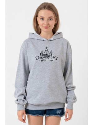 Tshirthane Camping Life Grimelanj Kadın 3ip Kapşonlu Sweatshirt