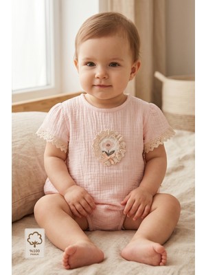 Minory Baby - %100 Pamuk Müslin Kız Bebek Tulum