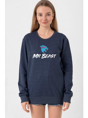 Tshirthane Mr Beast İndigo Kadın 2ip Sweatshirt