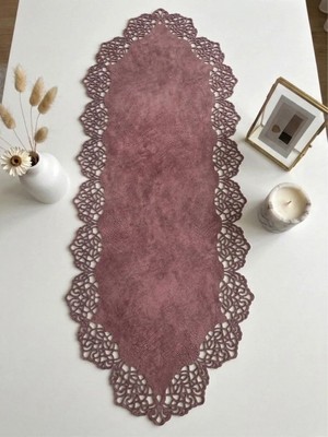Ergüven Home Pembe Süet Kumaş Runner Sehpa Boyu 40X100 Cm